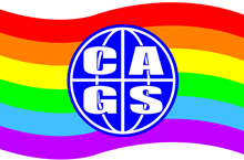 CAGS logo on rainbow flag