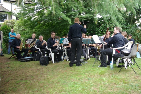 The London Gay Symphonic Winds playing at the party
